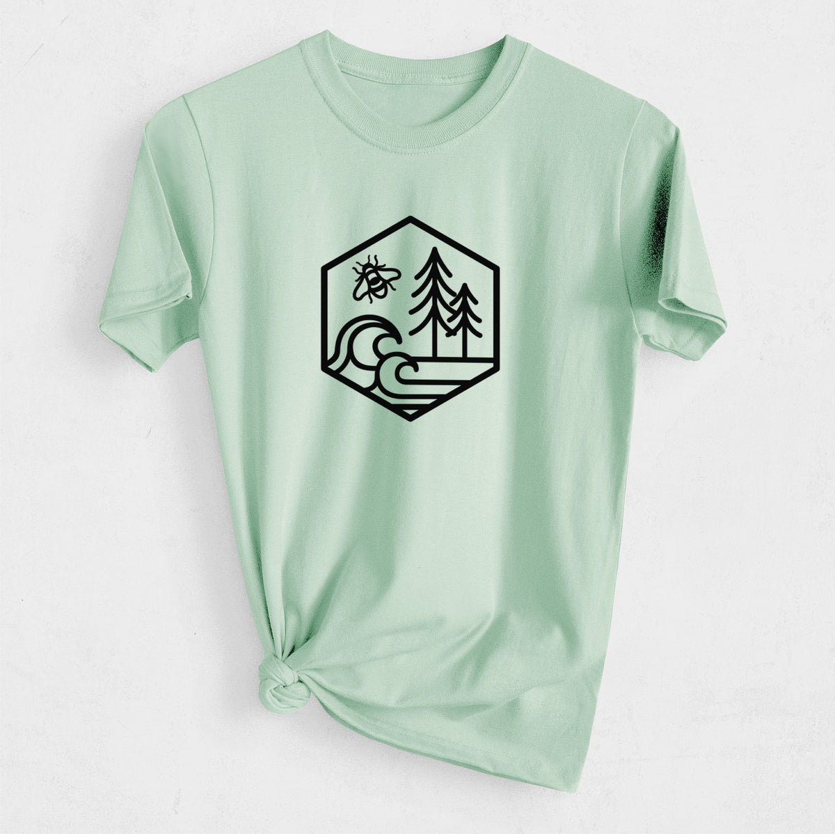 Harmonious Hexagon - Bees, Seas, Trees - Heavyweight Men&#39;s 100% Organic Cotton Tee