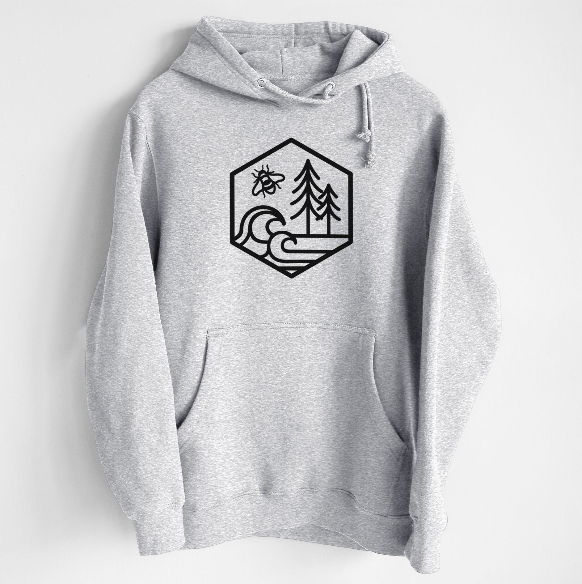 Harmonious Hexagon - Bees, Seas, Trees - Heavyweight Fleece Hoodie