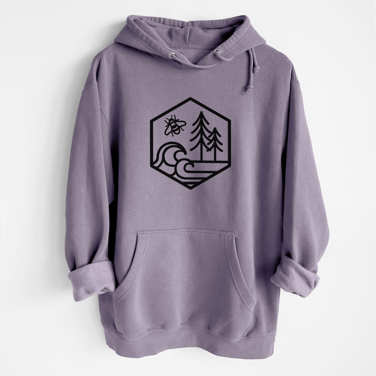 Harmonious Hexagon - Bees, Seas, Trees - Heavyweight Fleece Hoodie
