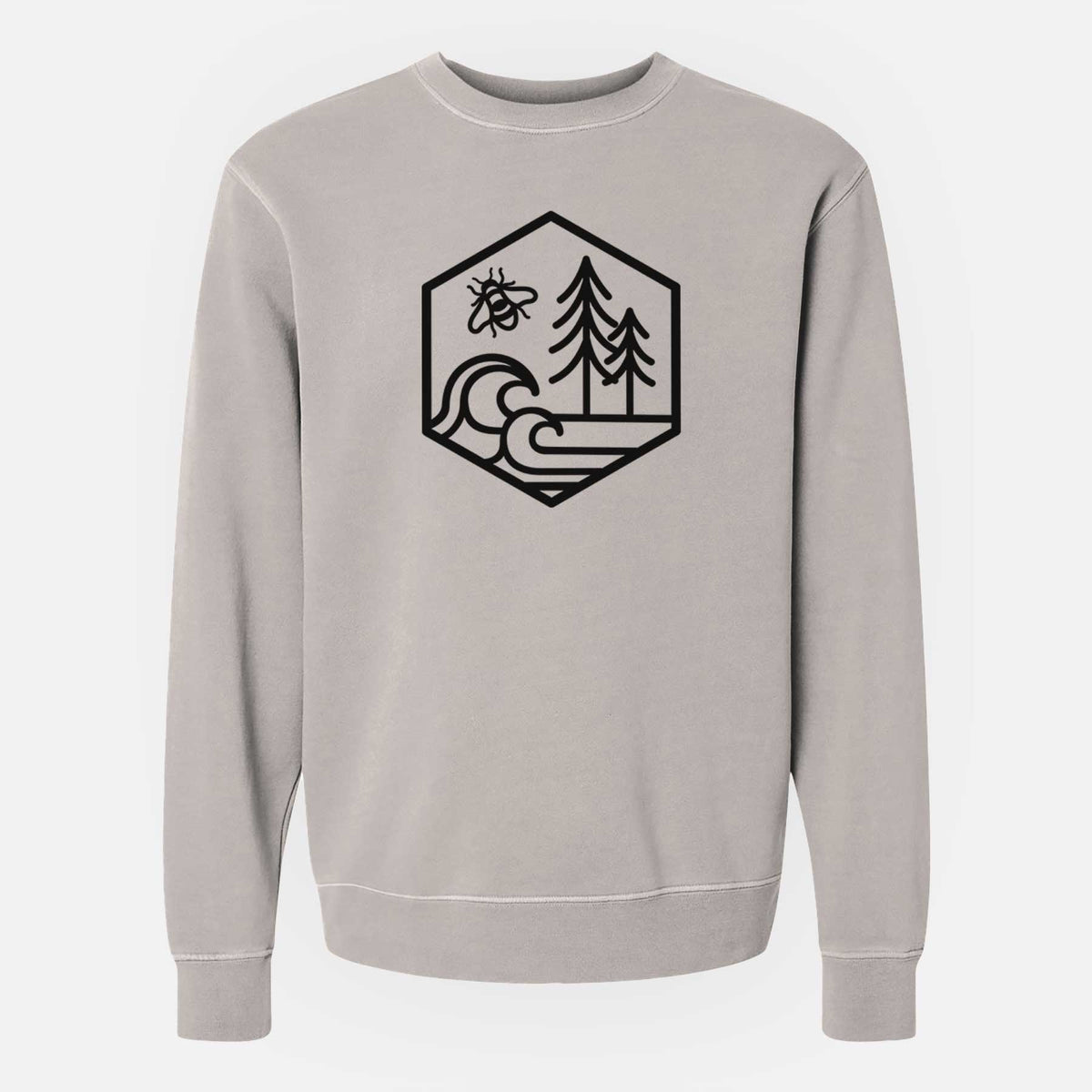 Harmonious Hexagon - Bees, Seas, Trees - Unisex Pigment Dyed Crew Sweatshirt