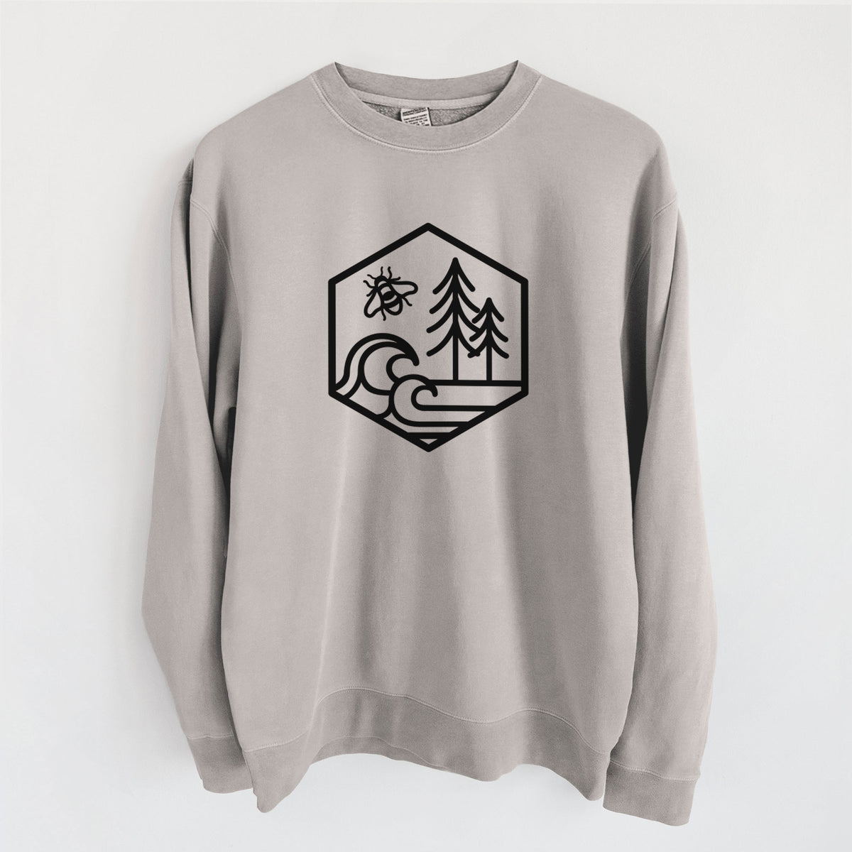 Harmonious Hexagon - Bees, Seas, Trees - Unisex Pigment Dyed Crew Sweatshirt