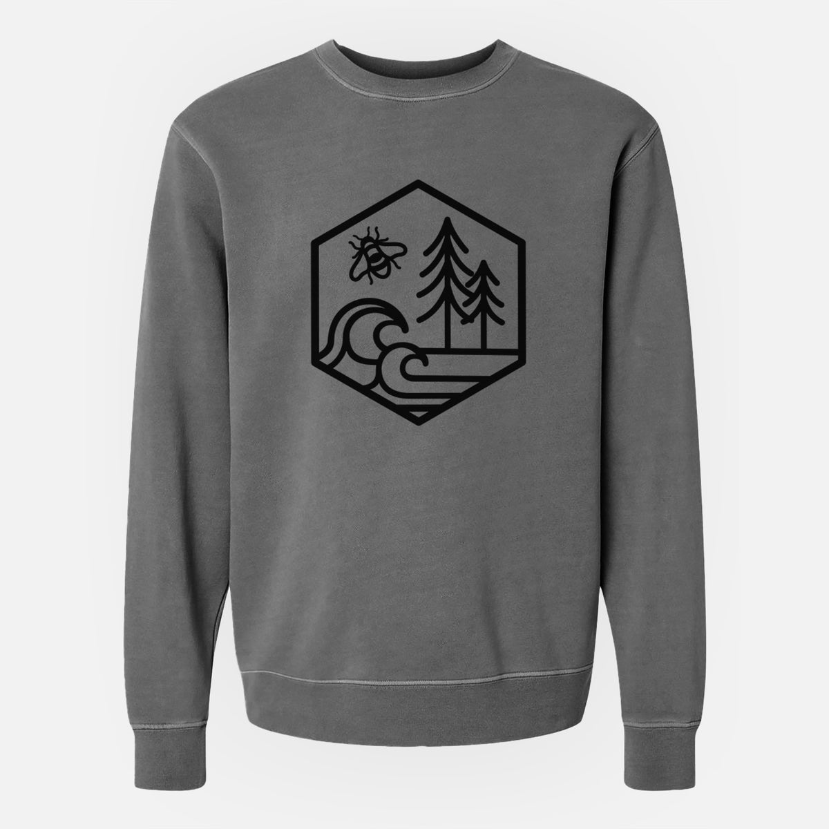 Harmonious Hexagon - Bees, Seas, Trees - Unisex Pigment Dyed Crew Sweatshirt