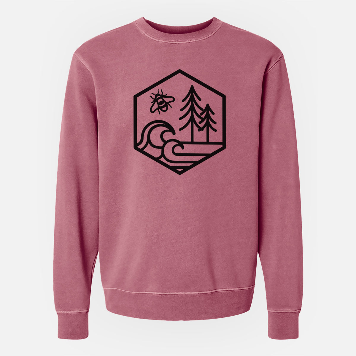 Harmonious Hexagon - Bees, Seas, Trees - Unisex Pigment Dyed Crew Sweatshirt