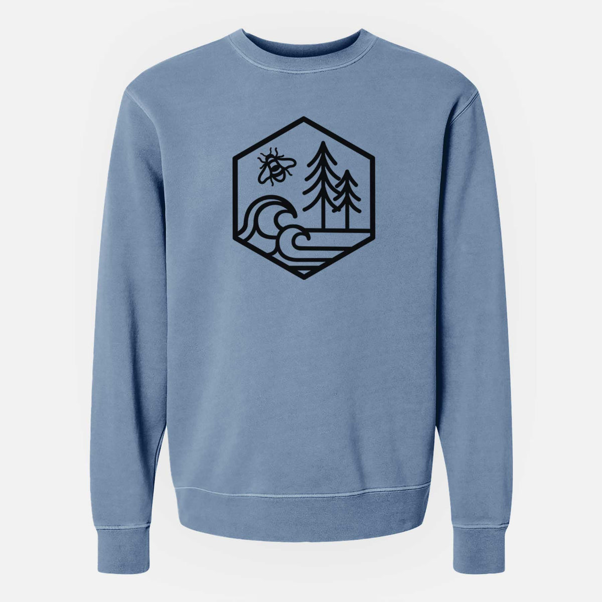 Harmonious Hexagon - Bees, Seas, Trees - Unisex Pigment Dyed Crew Sweatshirt