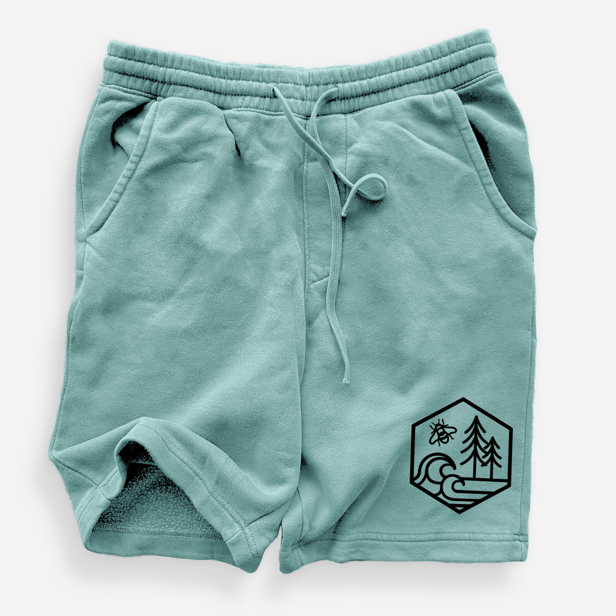Harmonious Hexagon - Bees, Seas, Trees - Unisex Pigment Dyed Shorts