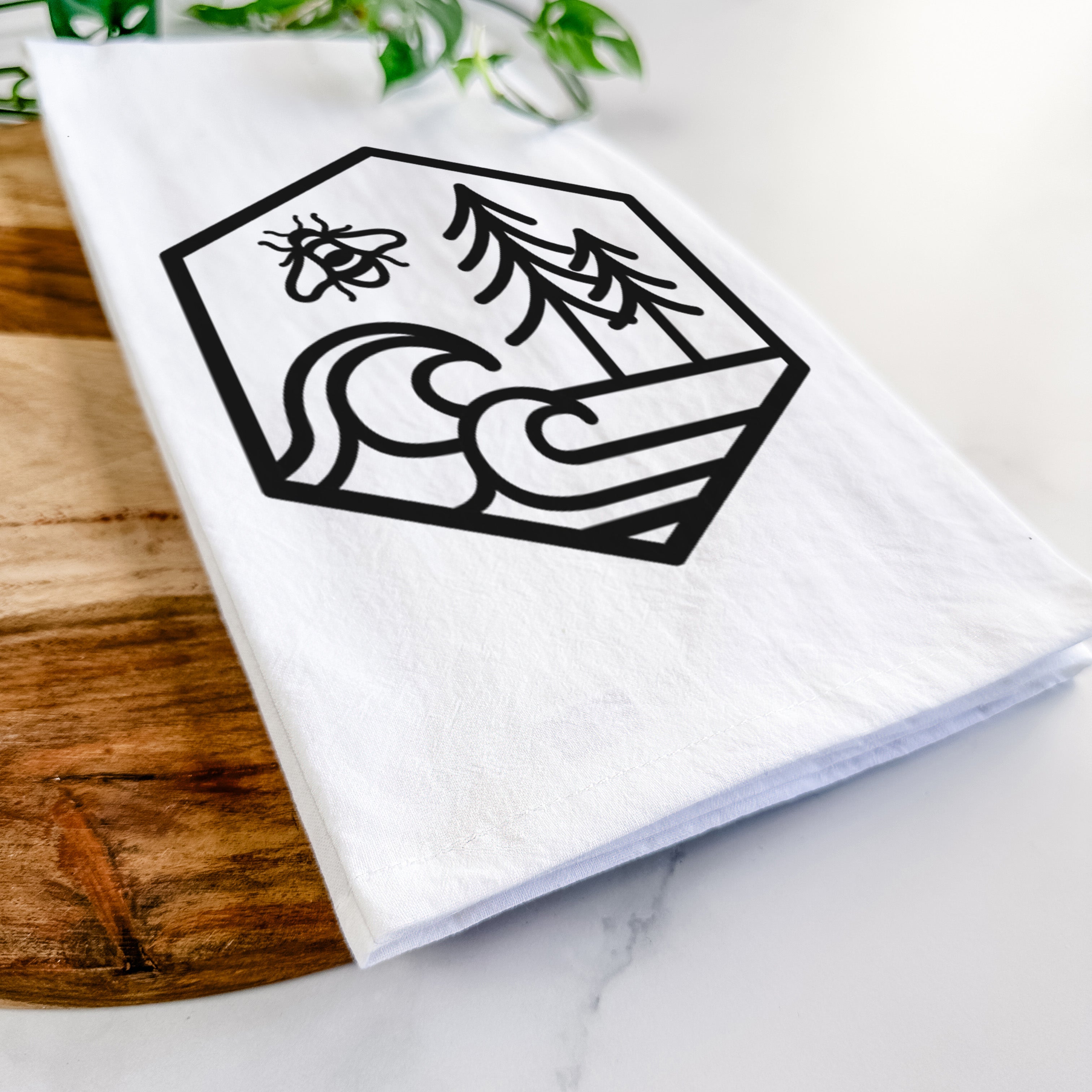 Harmonious Hexagon - Bees, Seas, Trees Tea Towel