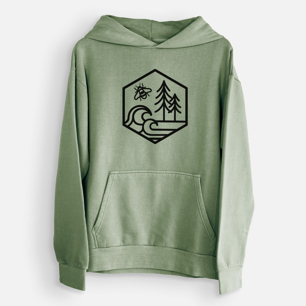 Harmonious Hexagon - Bees, Seas, Trees  - Urban Heavyweight Hoodie