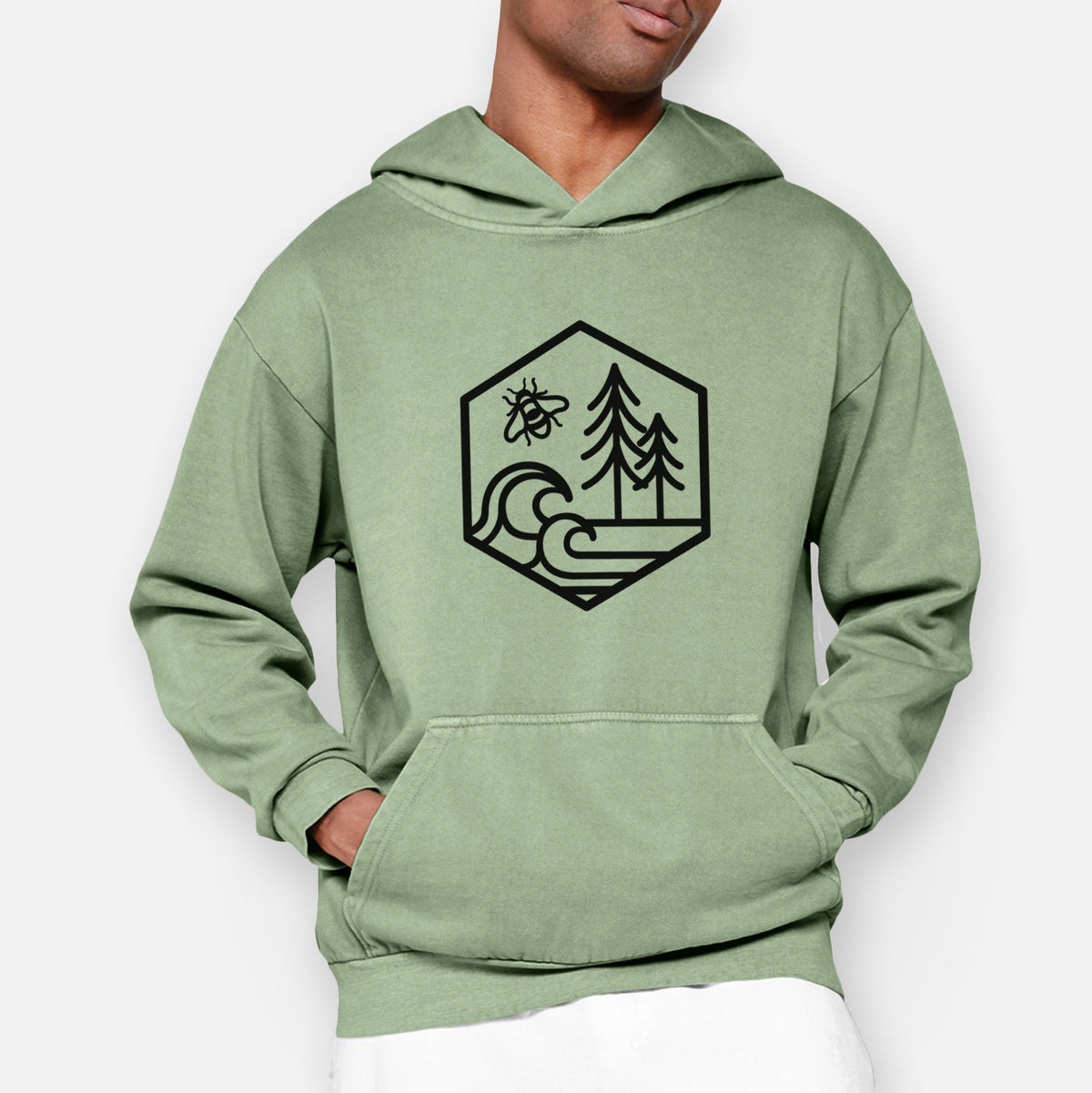 Harmonious Hexagon - Bees, Seas, Trees  - Urban Heavyweight Hoodie