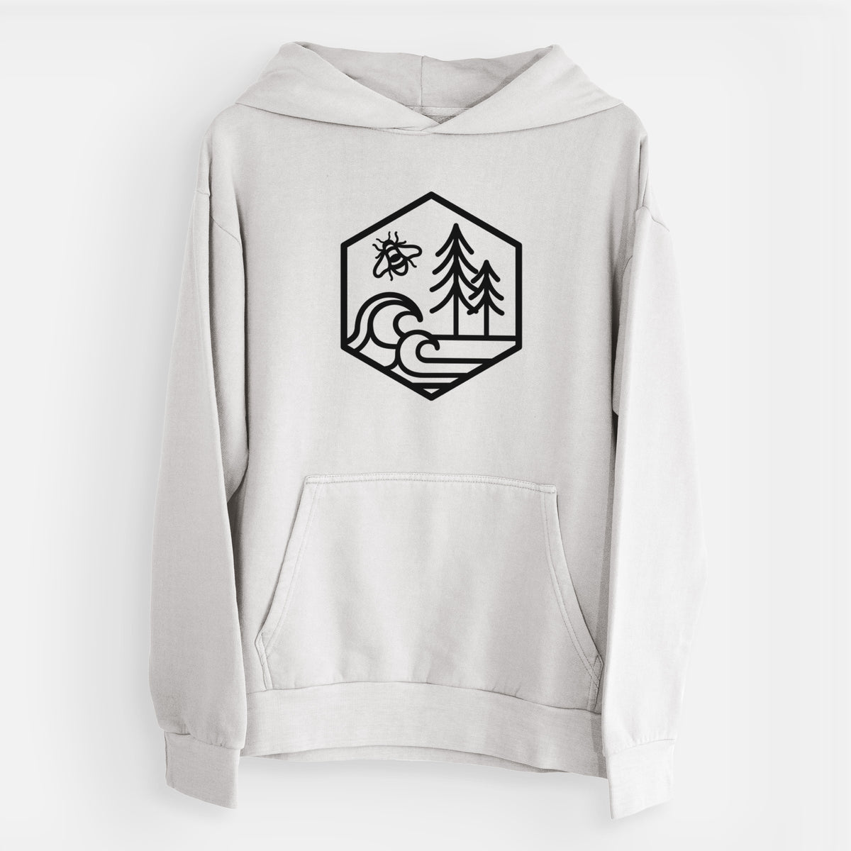 Harmonious Hexagon - Bees, Seas, Trees  - Urban Heavyweight Hoodie