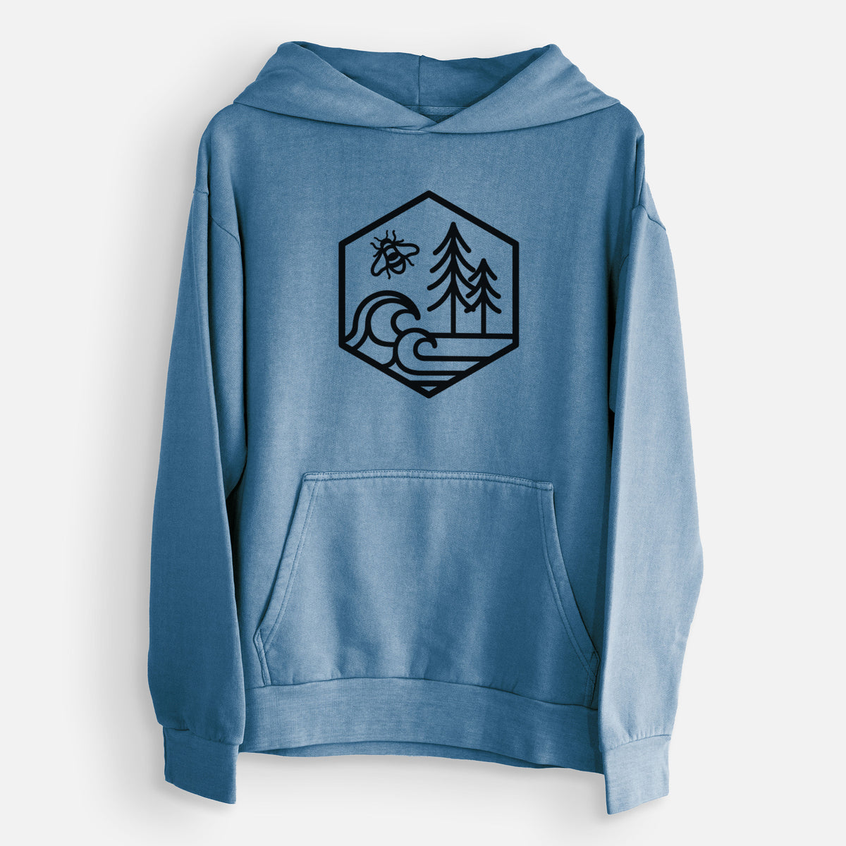 Harmonious Hexagon - Bees, Seas, Trees  - Urban Heavyweight Hoodie