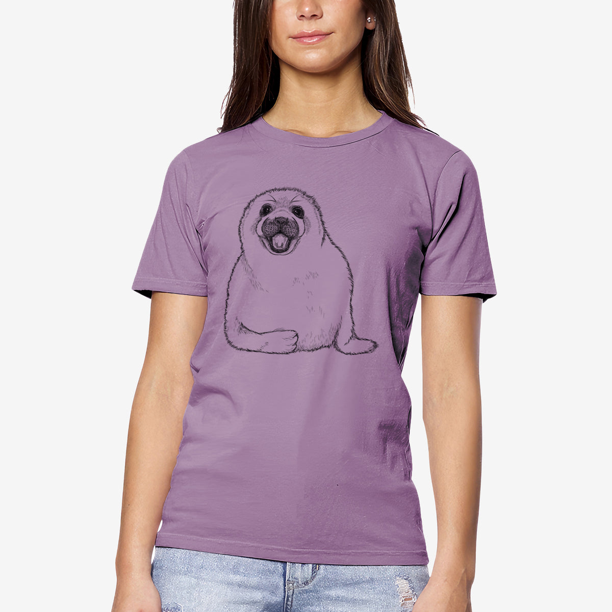 CLOSEOUT - Harp Seal Pup - Pagophilus groenlandicus - Unisex Crewneck - Made in USA - 100% Organic Cotton