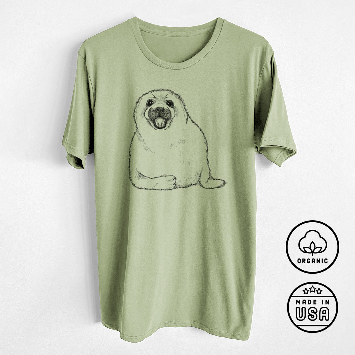 CLOSEOUT - Harp Seal Pup - Pagophilus groenlandicus - Unisex Crewneck - Made in USA - 100% Organic Cotton