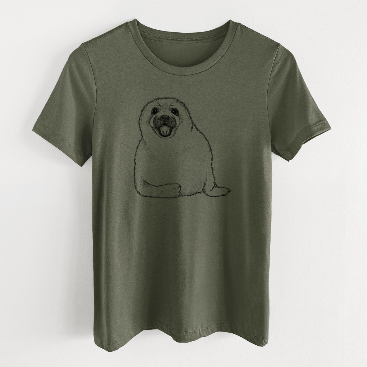 Harp Seal Pup - Pagophilus groenlandicus - Women&#39;s Lightweight Relaxed Fit 100% Cotton Crewneck