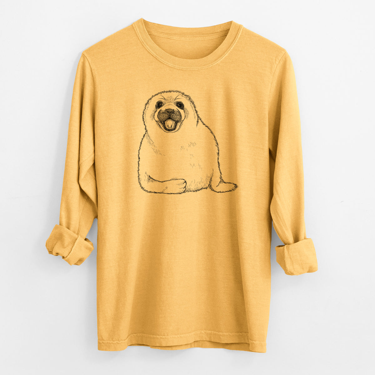 Harp Seal Pup - Pagophilus groenlandicus - Men&#39;s Heavyweight 100% Cotton Long Sleeve