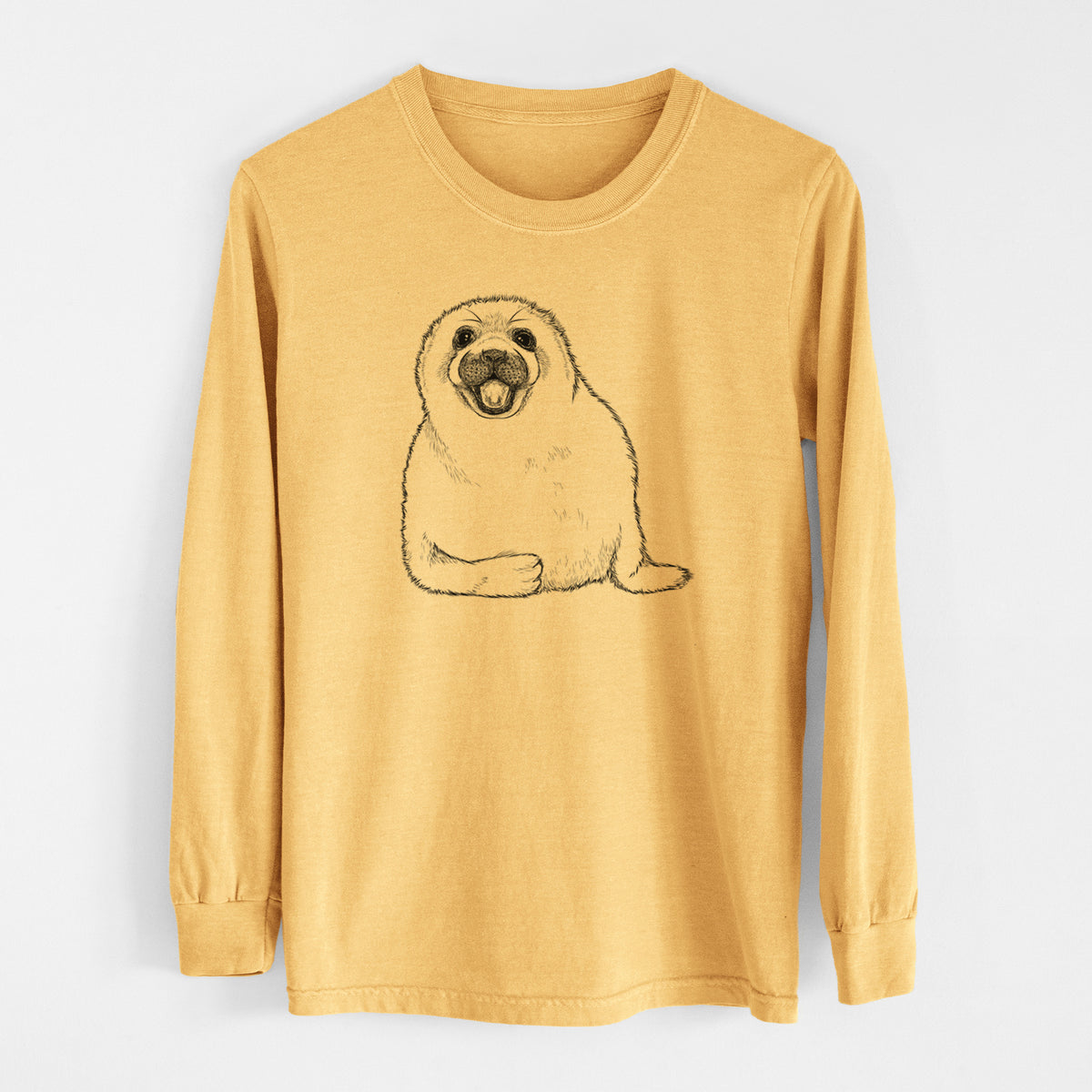 Harp Seal Pup - Pagophilus groenlandicus - Men&#39;s Heavyweight 100% Cotton Long Sleeve