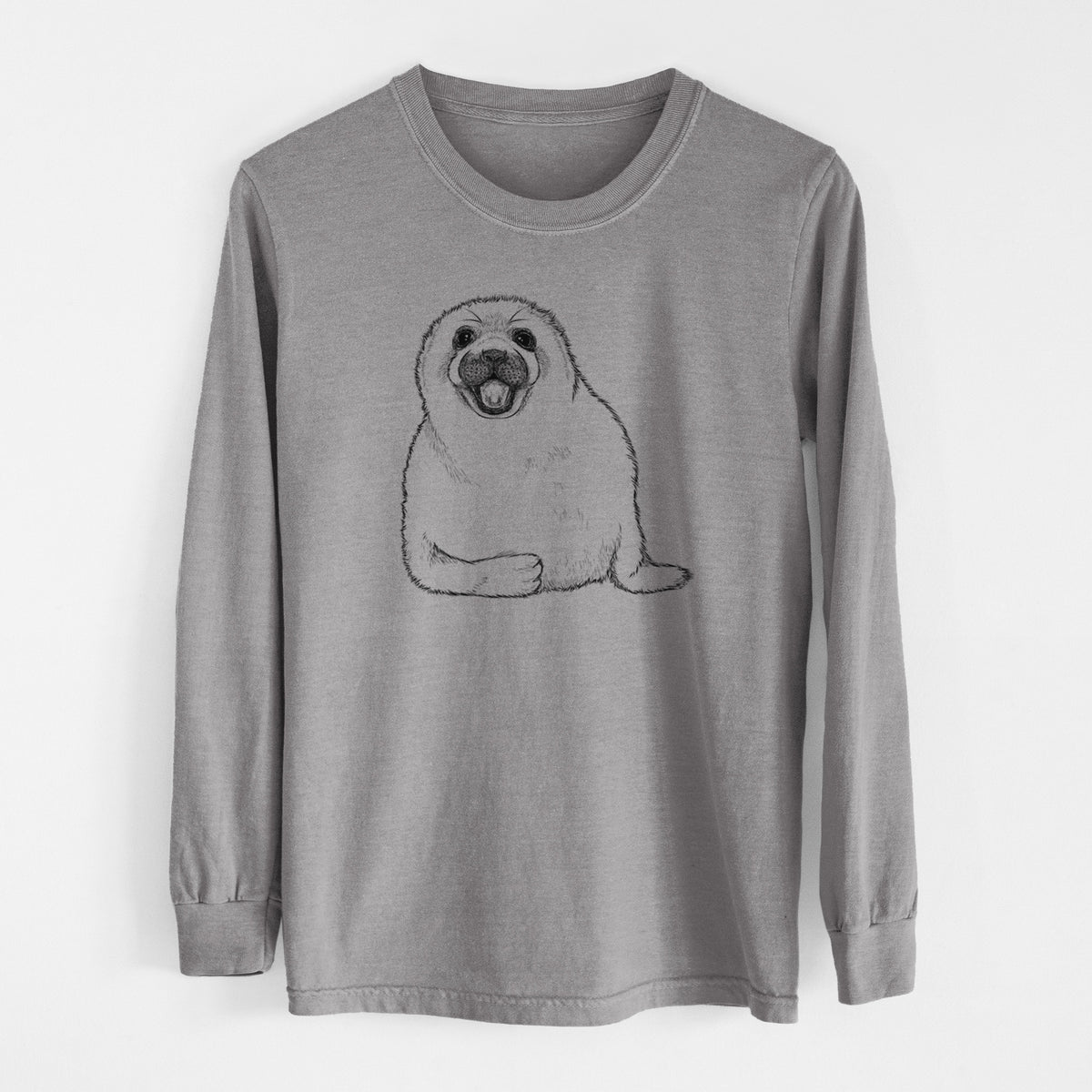 Harp Seal Pup - Pagophilus groenlandicus - Men&#39;s Heavyweight 100% Cotton Long Sleeve