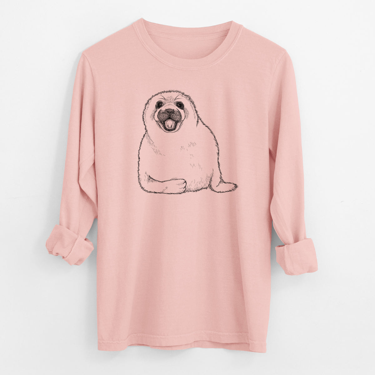 Harp Seal Pup - Pagophilus groenlandicus - Men&#39;s Heavyweight 100% Cotton Long Sleeve