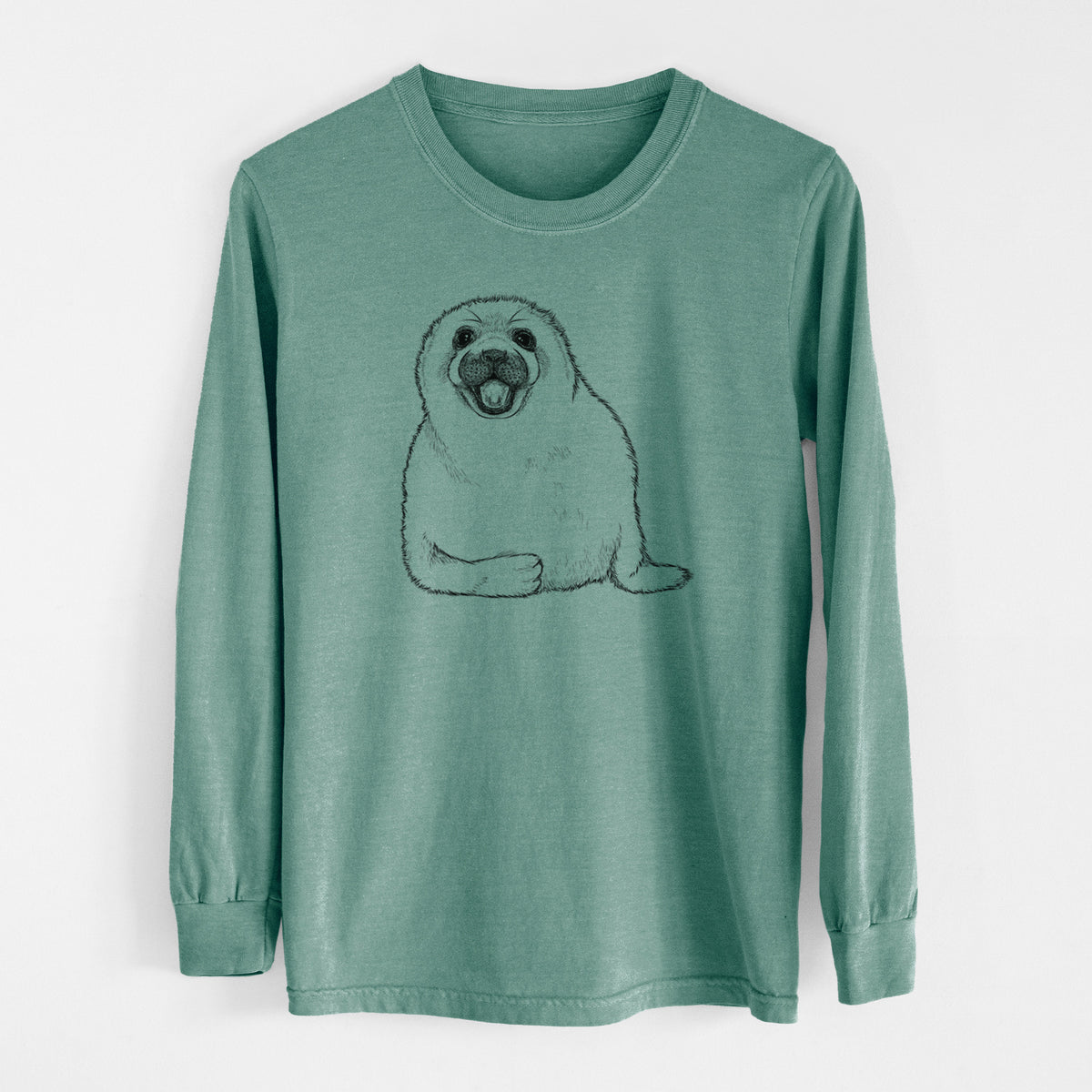 Harp Seal Pup - Pagophilus groenlandicus - Men&#39;s Heavyweight 100% Cotton Long Sleeve