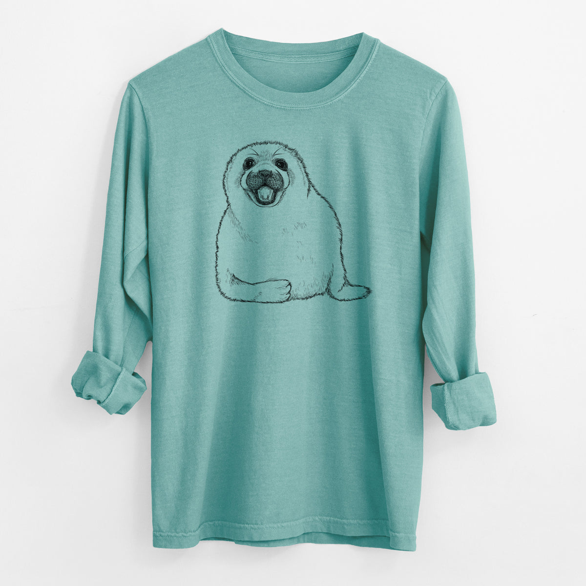 Harp Seal Pup - Pagophilus groenlandicus - Men&#39;s Heavyweight 100% Cotton Long Sleeve