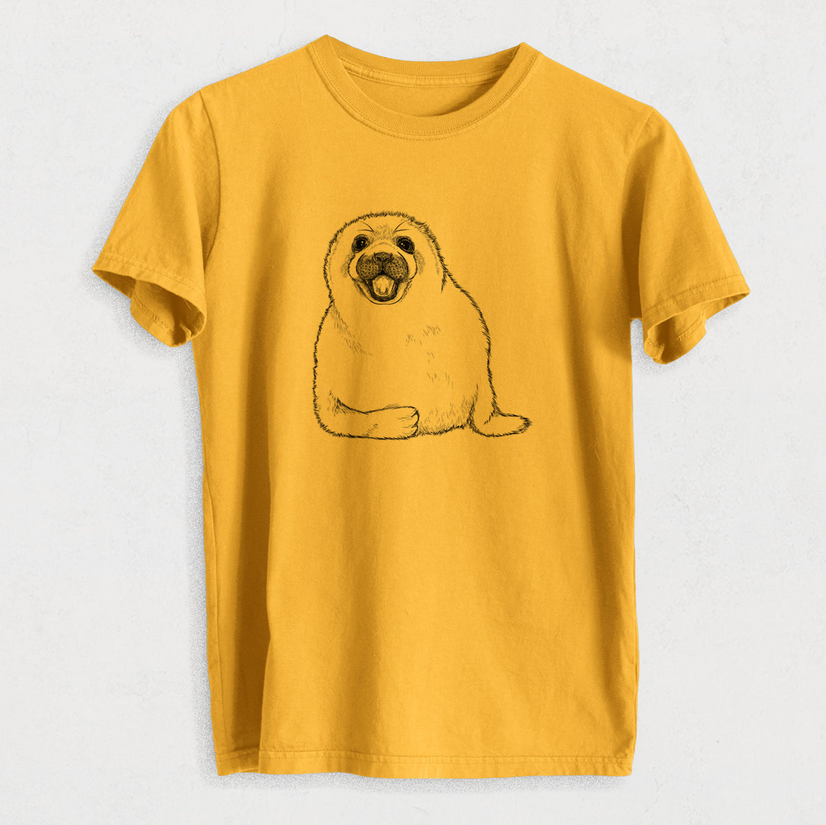 Harp Seal Pup - Pagophilus groenlandicus - Heavyweight Men&#39;s 100% Organic Cotton Tee