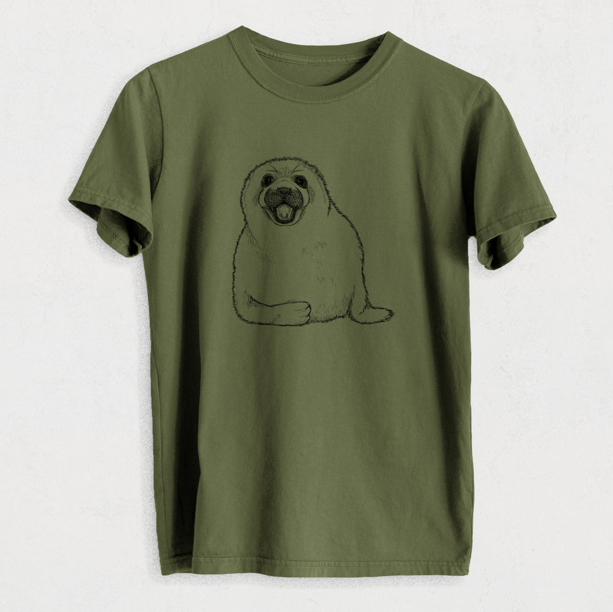 Harp Seal Pup - Pagophilus groenlandicus - Heavyweight Men&#39;s 100% Organic Cotton Tee