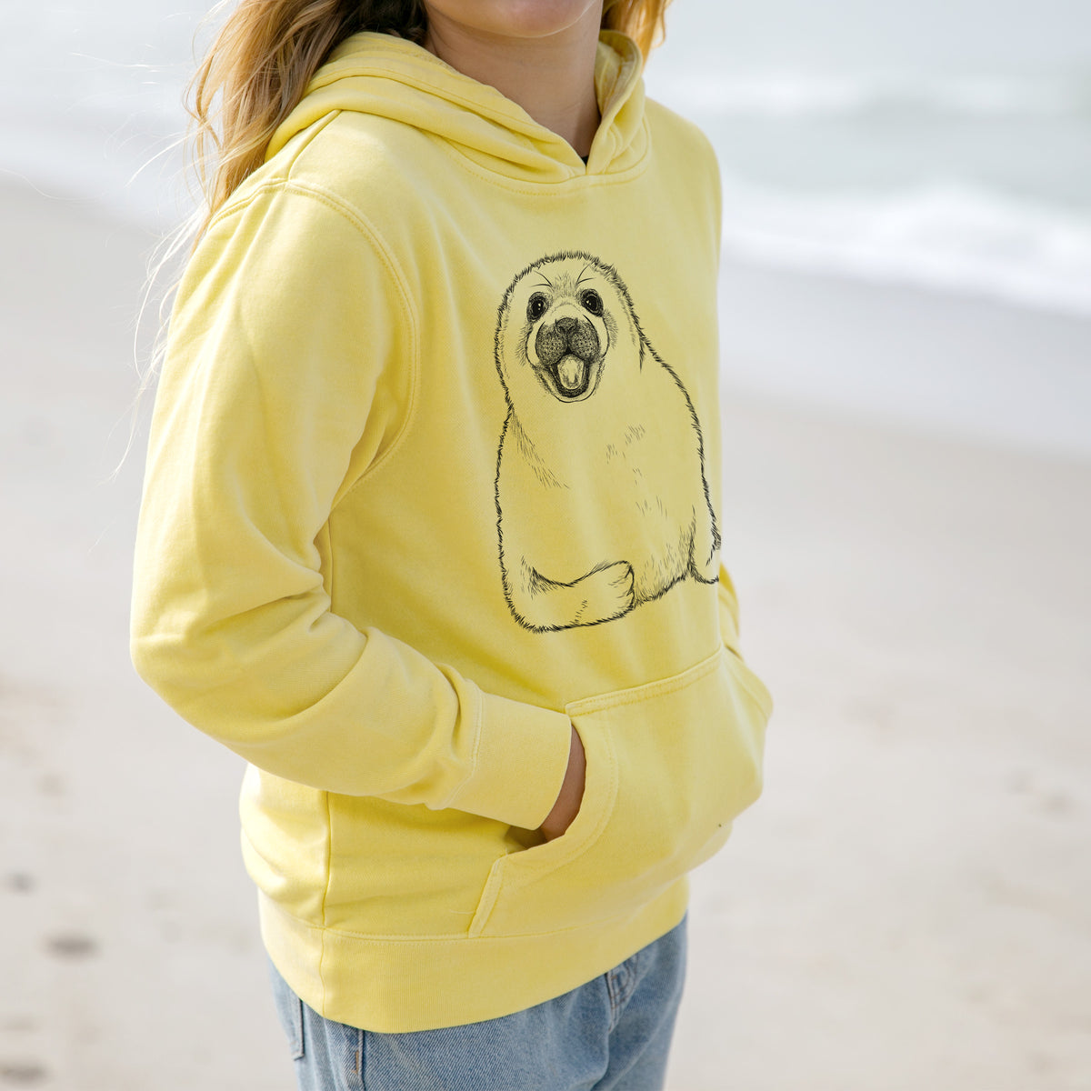 Harp Seal Pup - Pagophilus groenlandicus - Youth Pigment Dyed Hoodie