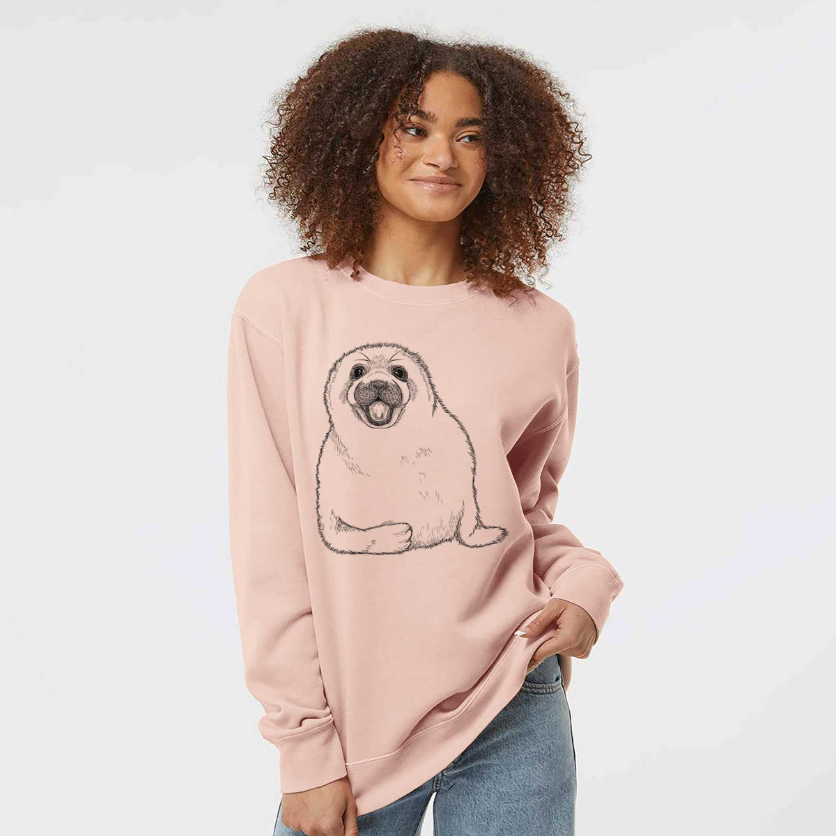 Harp Seal Pup - Pagophilus groenlandicus - Unisex Pigment Dyed Crew Sweatshirt