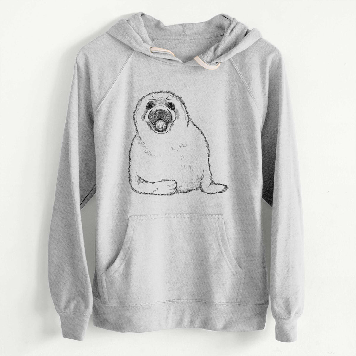 CLEARANCE - Harp Seal Pup - Pagophilus groenlandicus  - Unisex Slim Fit Loopback Terry Hoodie