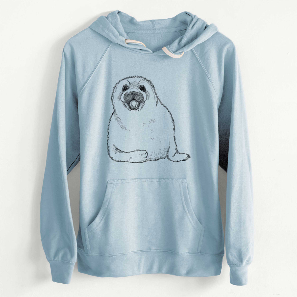 CLEARANCE - Harp Seal Pup - Pagophilus groenlandicus  - Unisex Slim Fit Loopback Terry Hoodie