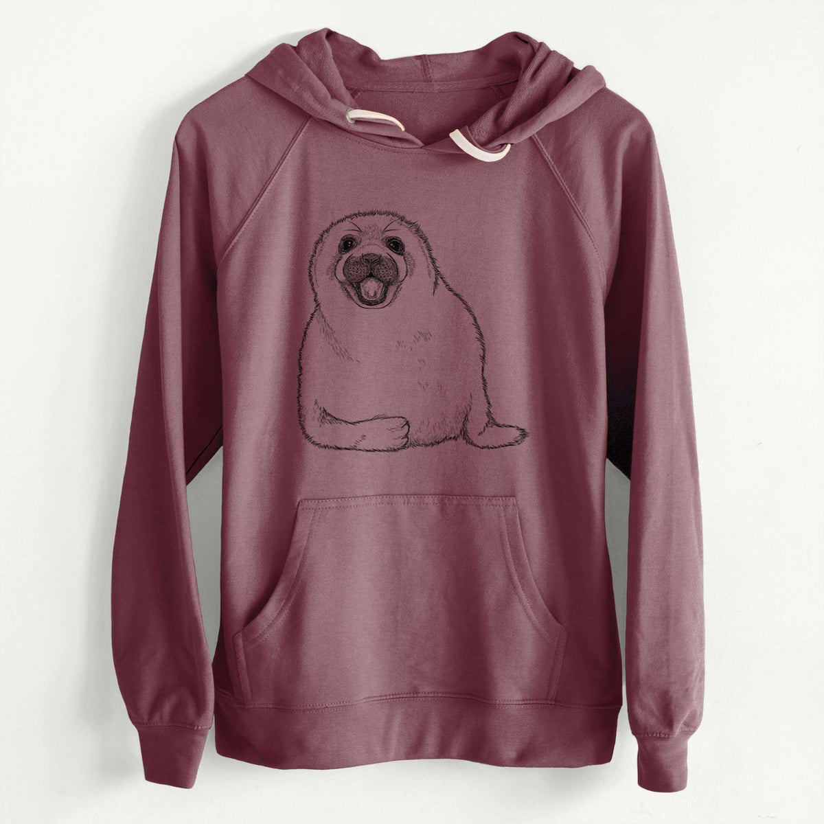 CLEARANCE - Harp Seal Pup - Pagophilus groenlandicus  - Unisex Slim Fit Loopback Terry Hoodie