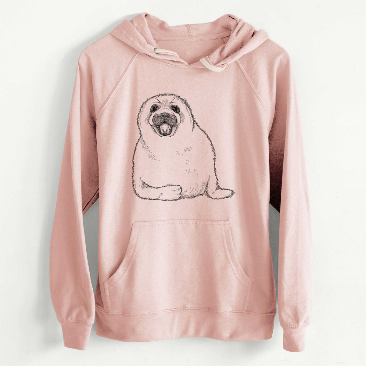 CLEARANCE - Harp Seal Pup - Pagophilus groenlandicus  - Unisex Slim Fit Loopback Terry Hoodie