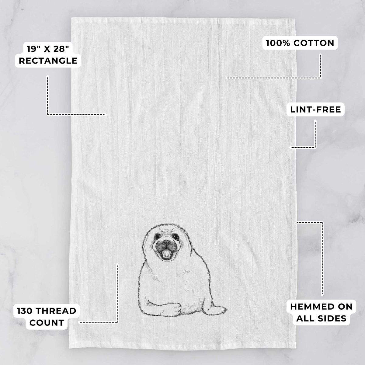 Harp Seal Pup - Pagophilus groenlandicus Tea Towel