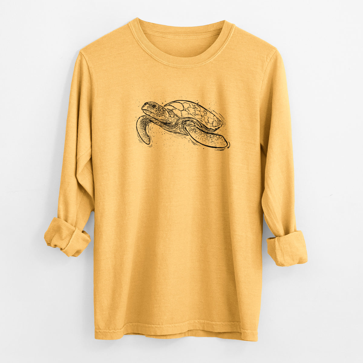 Hawksbill Sea Turtle - Eretmochelys imbricata - Men&#39;s Heavyweight 100% Cotton Long Sleeve