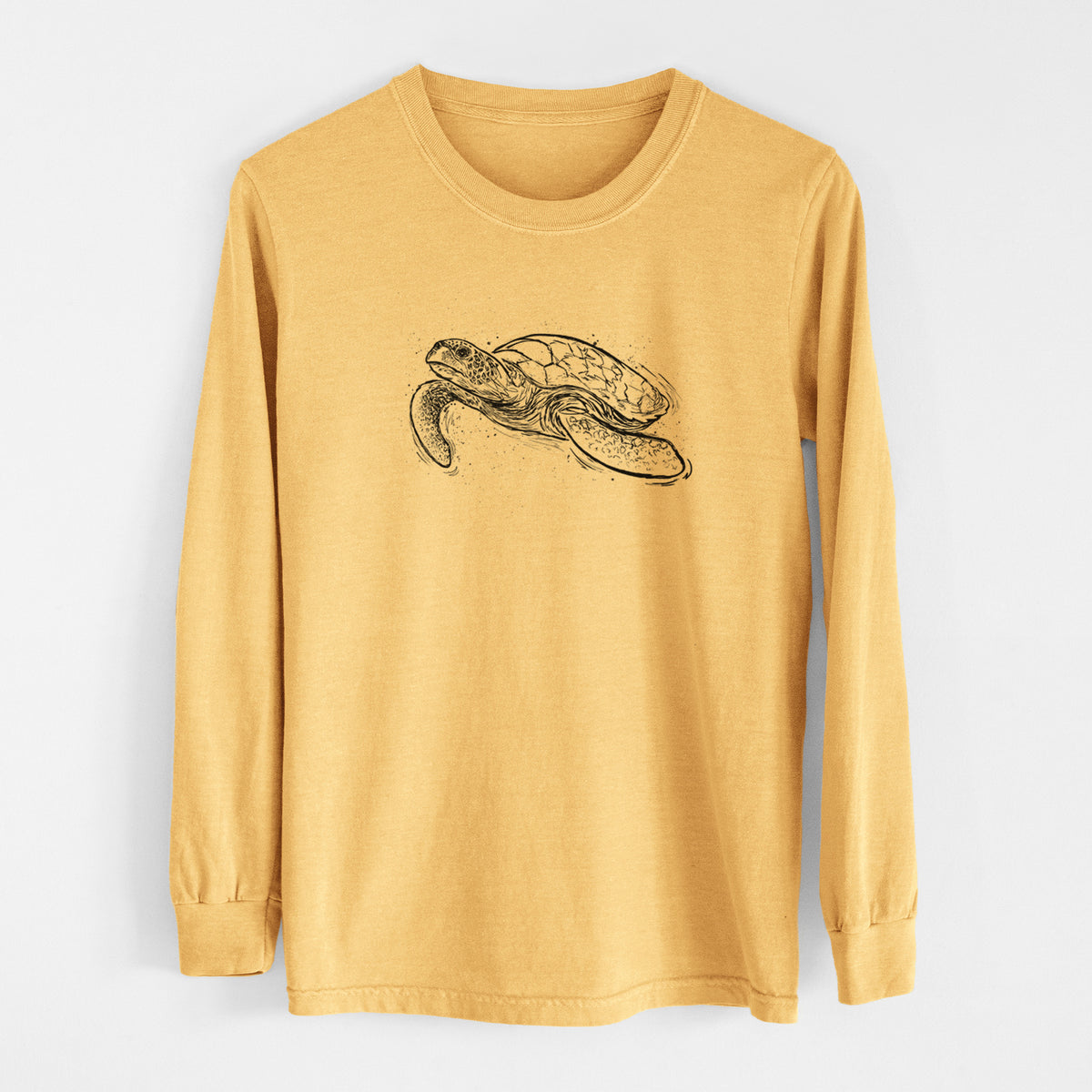 Hawksbill Sea Turtle - Eretmochelys imbricata - Men&#39;s Heavyweight 100% Cotton Long Sleeve