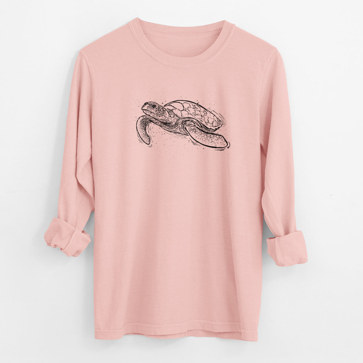 Hawksbill Sea Turtle - Eretmochelys imbricata - Men&#39;s Heavyweight 100% Cotton Long Sleeve