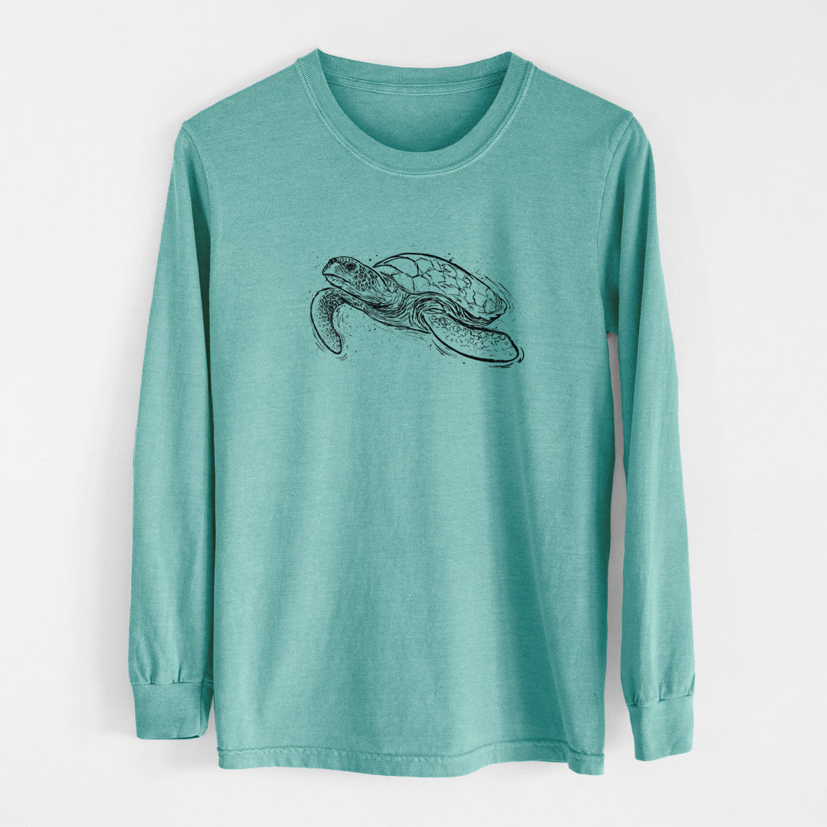 Hawksbill Sea Turtle - Eretmochelys imbricata - Men&#39;s Heavyweight 100% Cotton Long Sleeve