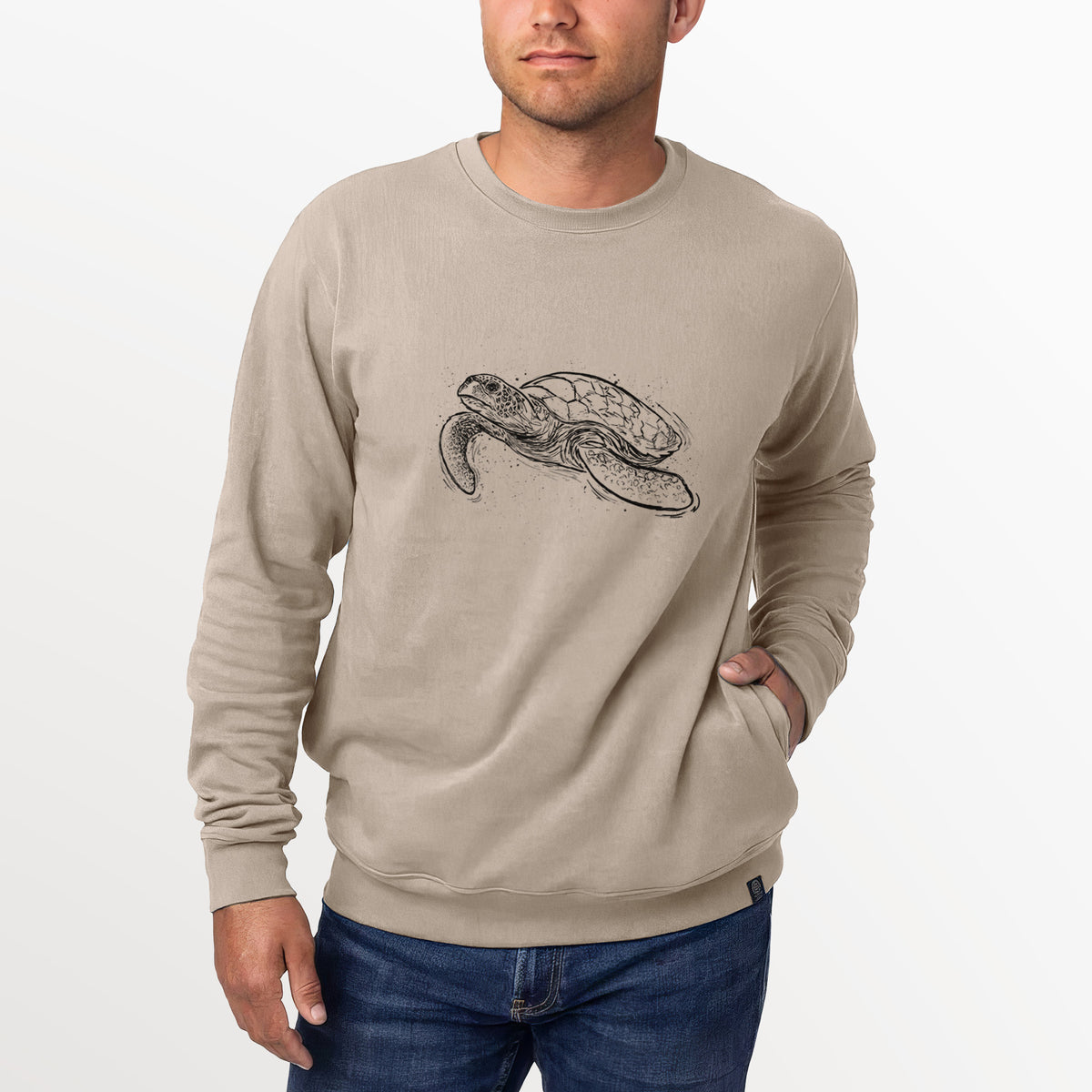 Hawksbill Sea Turtle - Eretmochelys imbricata  - Unisex Reclaimed Crewneck Sweatshirt