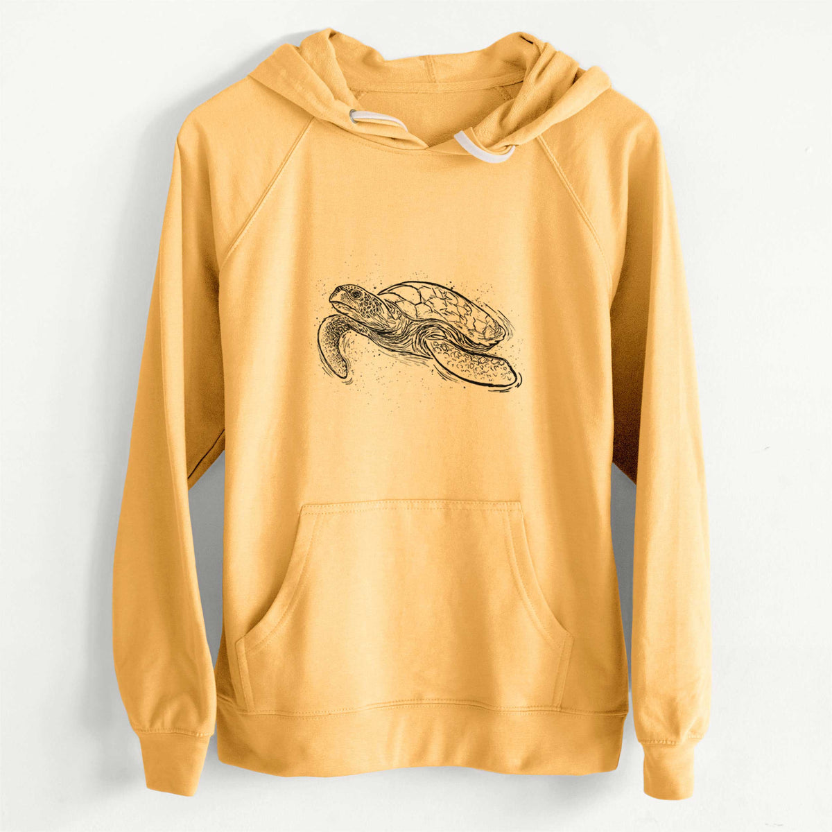 CLEARANCE - Hawksbill Sea Turtle - Eretmochelys imbricata  - Unisex Slim Fit Loopback Terry Hoodie