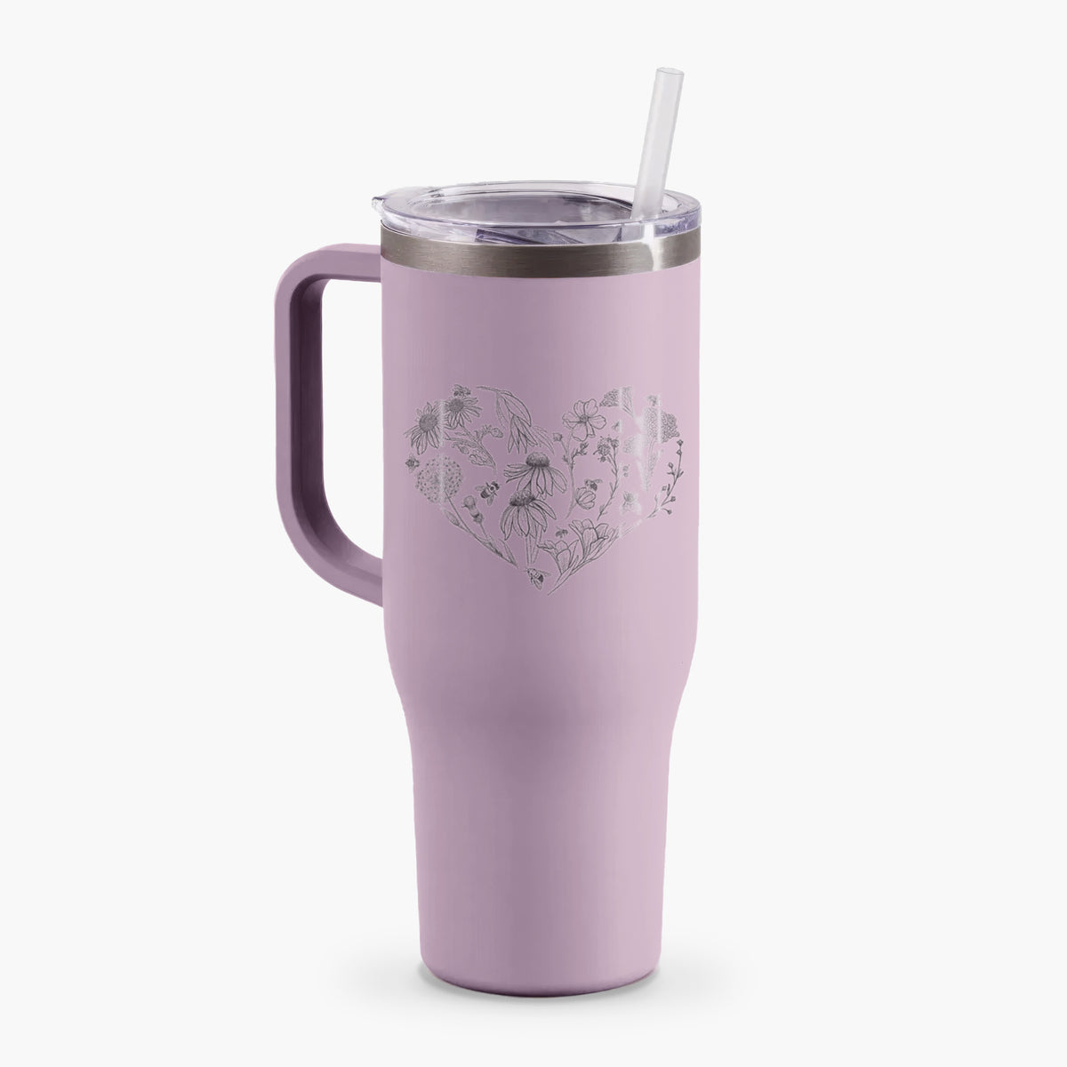 Heart Full of Blooms and Bees - 40oz Tumbler with Handle