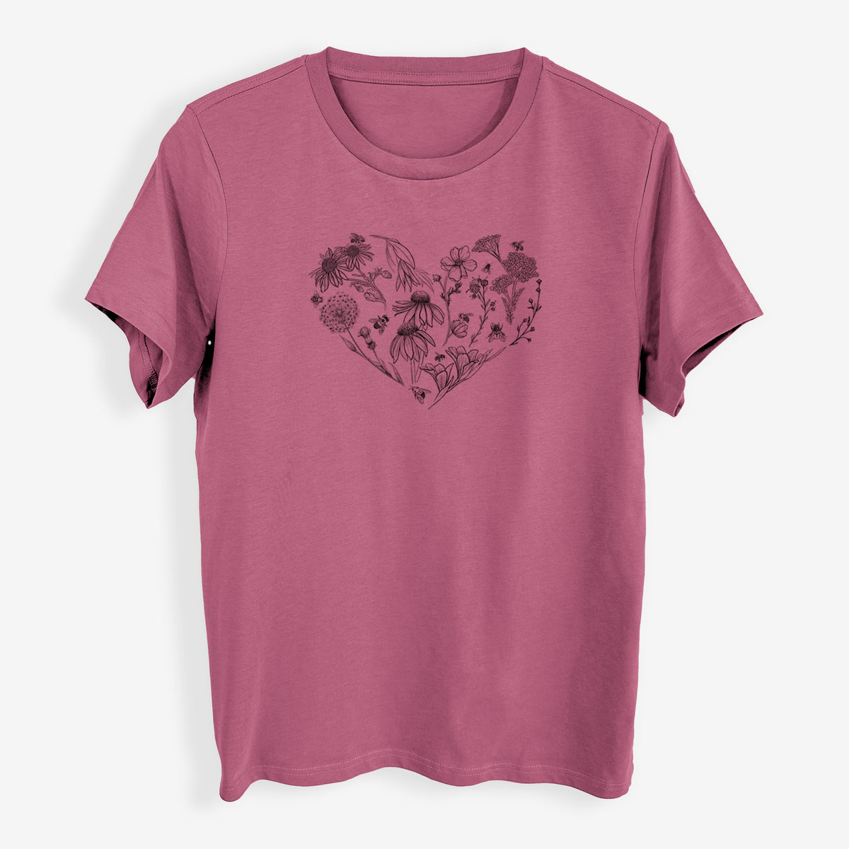 Heart Full of Blooms and Bees - Womens Everyday Maple Tee