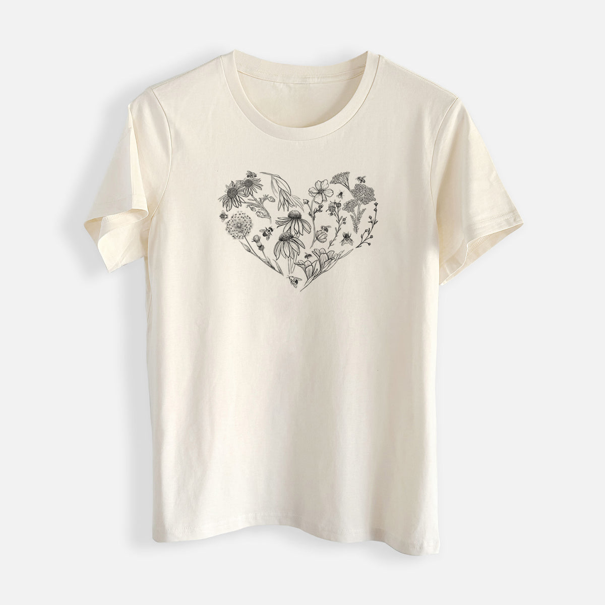 Heart Full of Blooms and Bees - Womens Everyday Maple Tee