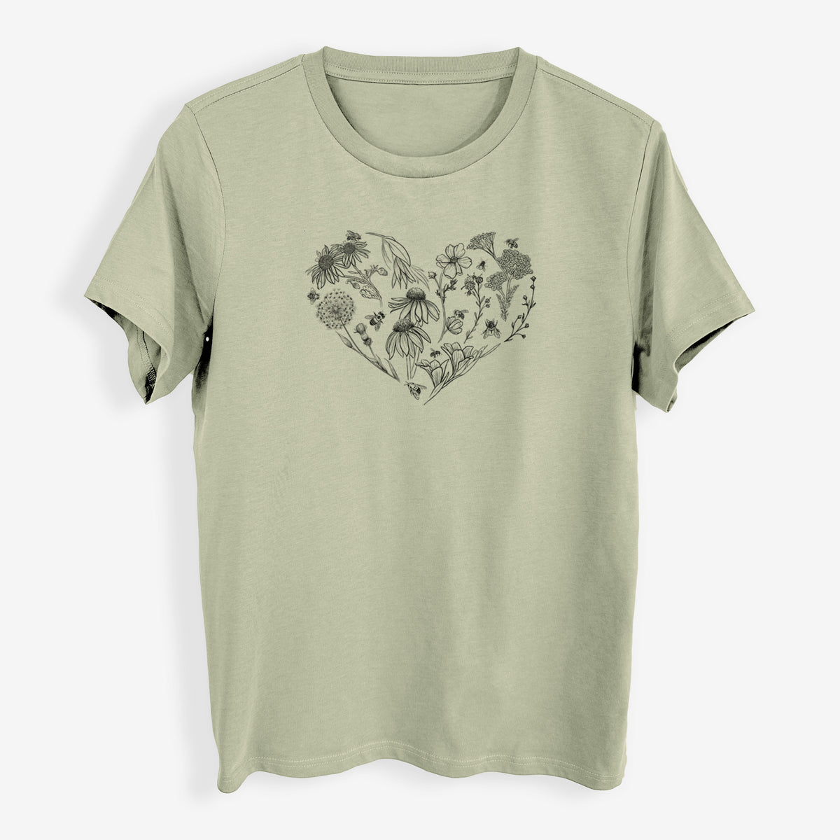 Heart Full of Blooms and Bees - Womens Everyday Maple Tee