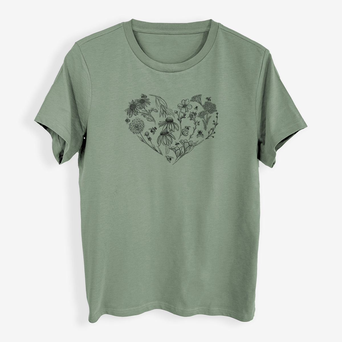 Heart Full of Blooms and Bees - Womens Everyday Maple Tee