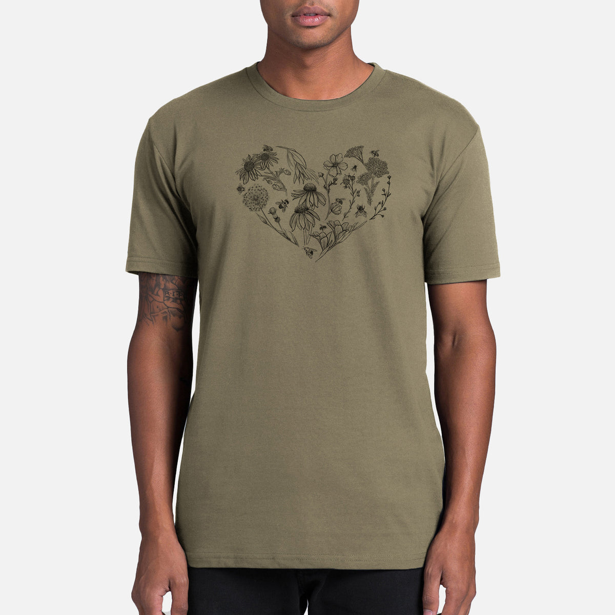 Heart Full of Blooms and Bees - Mens Everyday Staple Tee