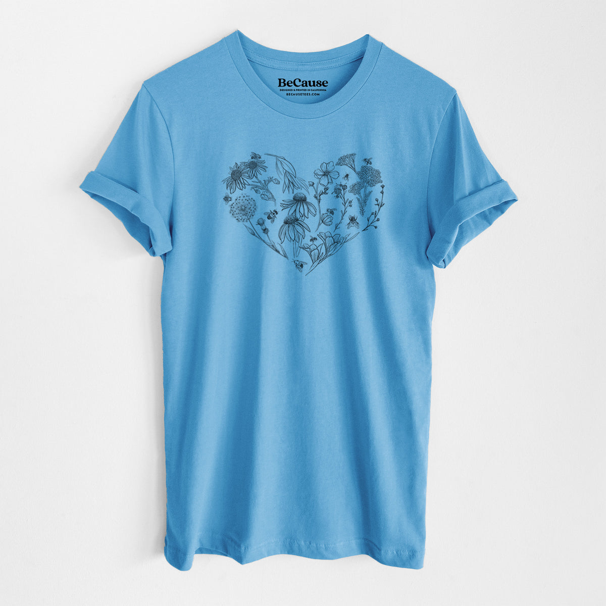 Heart Full of Blooms and Bees - Lightweight 100% Cotton Unisex Crewneck