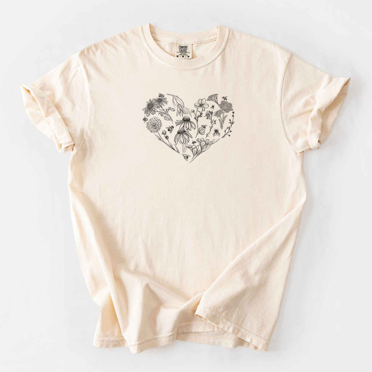 Heart Full of Blooms and Bees - Unisex Comfort Colors Garment-Dyed Heavyweight T-shirt