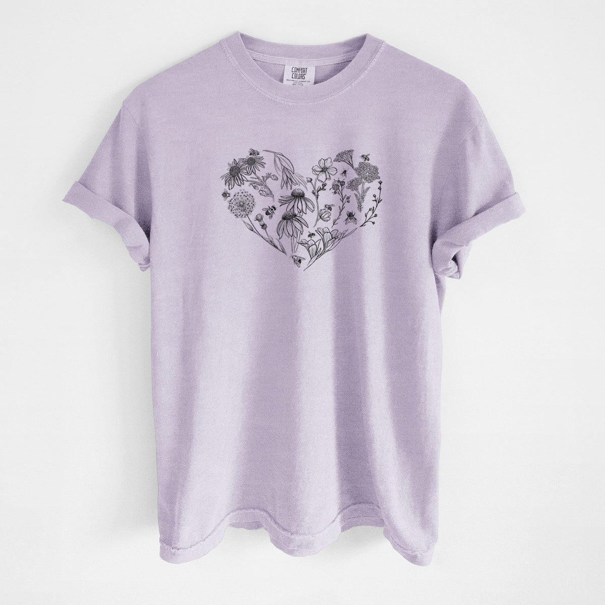 Heart Full of Blooms and Bees - Unisex Comfort Colors Garment-Dyed Heavyweight T-shirt