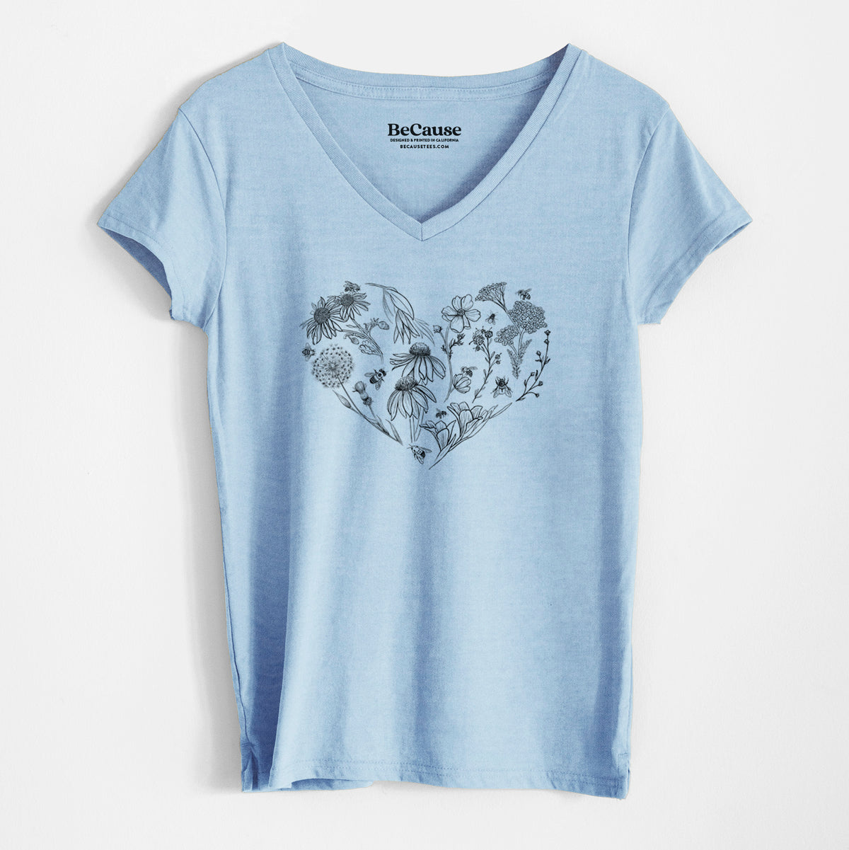 Heart Full of Blooms and Bees - Women&#39;s 100% Recycled V-neck