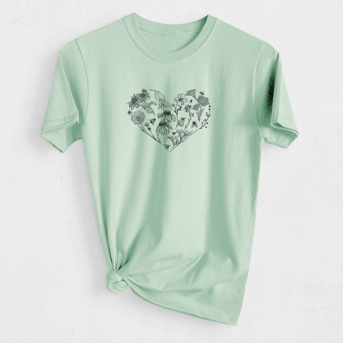 Heart Full of Blooms and Bees - Heavyweight Men&#39;s 100% Organic Cotton Tee