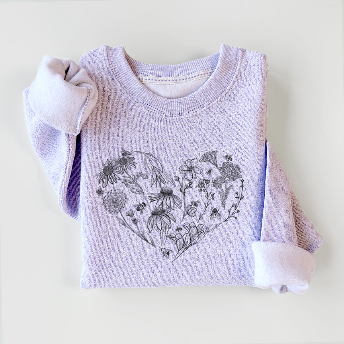 Heart Full of Blooms and Bees - Knit Sweatshirt